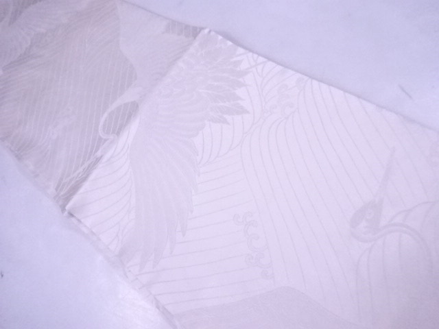リサイクル　袋帯　女児用　ジュニア用　額縁仕立て　波に飛鶴地紋　リメイク　材料